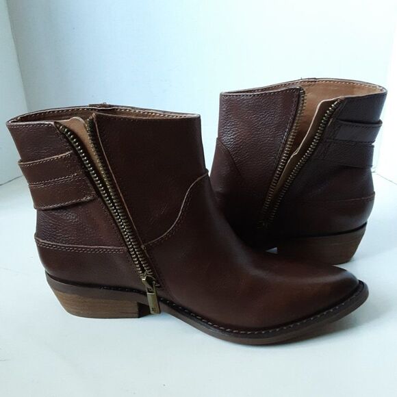 Lucky Brand Caelyn Women's Brown Leather Buckle Ankle Boots size 5M - Picture 4 of 12